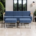 thumbnail image 1 of Opohoro 3-Pieces Outdoor Deep Seating Patio Sofa Set, with 10" Thick Cushions and Ottomans for Garden Backyard, Blue, 1 of 11