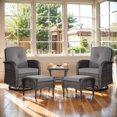 thumbnail image 1 of Opohoro 5-Piece Outdoor Conversation Set with Swivel Rocking Chairs, Ottomans & Side Tables, Brown/Gray, 1 of 13