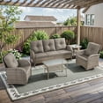 thumbnail image 1 of Opohoro 5-Piece Outdoor Conversation Set with Swivel Rocking Chairs, Patio Sofa, Coffee & Side Tables, Gray/Gray, 1 of 14