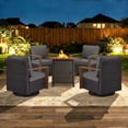 thumbnail image 1 of Opohoro 5PCS Outdoor Conversation Set with 30" Wicker Fire Pit Table, Brown Rattan Fire Pit Set with 4 Swivel Rocker Chairs, Gray for Patio Backyard, 1 of 13