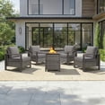 thumbnail image 1 of Opohoro 5PCS Outdoor Conversation Set with 30" Wicker Fire Pit Table, Gray Rattan Fire Pit Set with 4 Lounge Chairs, Gray for Patio Backyard, 1 of 13