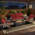 thumbnail image 1 of Opohoro 6-Piece Outdoor Patio Fire Pit Set with Sofa and Flat Arm, 43" Fire Pit Table, Propane Tank Cover for Deck Backyard, 1 of 17