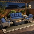 thumbnail image 1 of Opohoro 6-Piece Outdoor Patio Fire Pit Set with Sofa and Flat Arm, 43" Fire Pit Table, Propane Tank Cover for Deck Backyard, 1 of 17