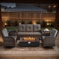 thumbnail image 1 of Opohoro 6-Piece Outdoor Patio Fire Pit Set with Sofa and Flat Arm, 43" Fire Pit Table, Propane Tank Cover for Deck Backyard, 1 of 18