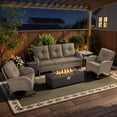 thumbnail image 1 of Opohoro 6-Piece Outdoor Patio Fire Pit Set with Sofa and Flat Arm, 43" Fire Pit Table, Propane Tank Cover for Deck Backyard, 1 of 17