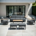 thumbnail image 1 of Opohoro 6-Pieces Outdoor Conversation Set with Patio Sofa, Swivel Rocking Chairs and Ottomans, Black, 1 of 14
