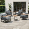 thumbnail image 1 of Opohoro 6-Pieces Outdoor Conversation Set with Swivel Rocker Chairs and Side Tables for Garden Backyard, Black, 1 of 11
