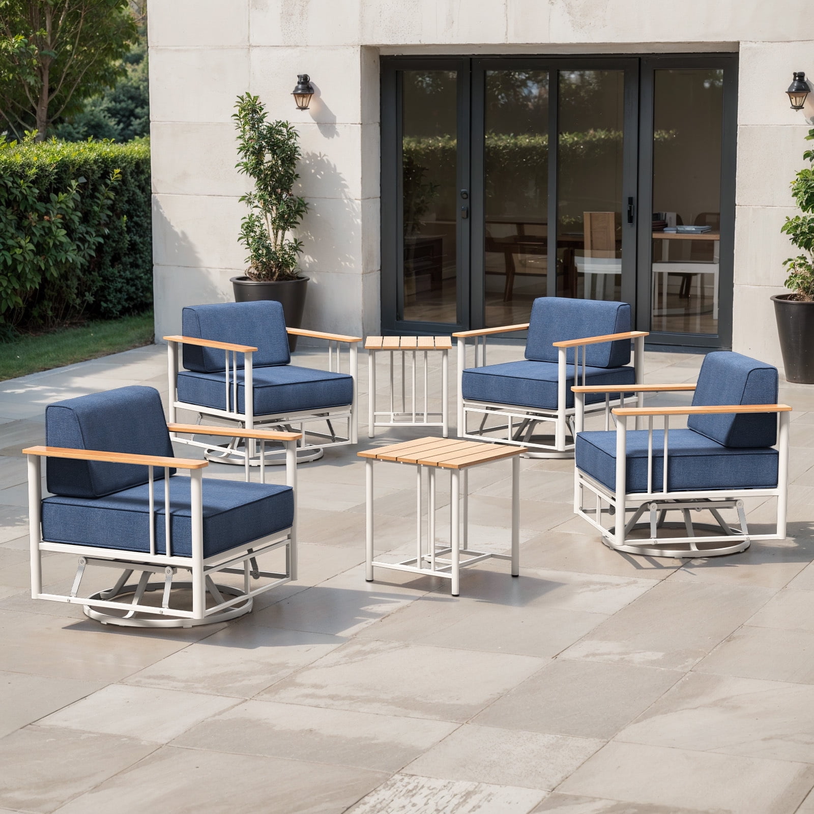 Opohoro 6-Pieces Outdoor Conversation Set with Swivel Rocker Chairs and ...