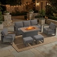 thumbnail image 1 of Opohoro 6PCS Outdoor Conversation Set with 43" Wicker Fire Pit Table, Gray Rattan Sofa Set with Lounge Chairs and Ottomans, Gray for Patio Backyard, 1 of 13