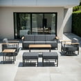 thumbnail image 1 of Opohoro 7-Pieces Outdoor Conversation Set with Patio Sofa, Swivel Rocking Chairs,Tables and Ottomans, Black, 1 of 14