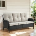 thumbnail image 1 of Opohoro 72" Outdoor Patio Sofa with Cushions for Porch or Backyard, Black/Beige, 1 of 5