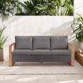 thumbnail image 1 of Opohoro 75" Outdoor Patio Sofa, 3-Seat PE Rattan Couch with Cushions and Rust-Resistant Frame, Brown/Gray, 1 of 7