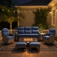 thumbnail image 1 of Opohoro 8-Piece Outdoor Conversation Set with 43" Fire Pit Table, Patio Fire Pit Set with Propane Tank Cover, Swivel Rocker Chairs and Ottomans for Deck Backyard, 1 of 21