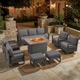 thumbnail image 1 of Opohoro 8PCS Outdoor Conversation Set with 43" Wicker Fire Pit Table, Gray Rattan Sofa Set with 4 Patio Chairs and Ottomans, Gray for Patio Backyard, 1 of 15