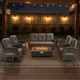 thumbnail image 1 of Opohoro 9-Piece Outdoor Patio Fire Pit Set with Sofa and Flat Arm, 43" Fire Pit Table, Propane Tank Cover for Deck Backyard, 1 of 19