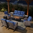 thumbnail image 1 of Opohoro 9-Piece Outdoor Patio Fire Pit Set with Sofa and Flat Arm, 43" Fire Pit Table, Propane Tank Cover for Deck Backyard, 1 of 18