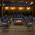 thumbnail image 1 of Opohoro 9-Piece Outdoor Patio Fire Pit Set with Sofa and Flat Arm, 43" Fire Pit Table, Propane Tank Cover for Deck Backyard, 1 of 19