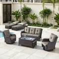 thumbnail image 1 of Opohoro 9-Pieces Outdoor Wicker Conversation Set with Adjustable Chaise Lounge, Sofa, Swivel Rocking Chairs and Tables, 1 of 17