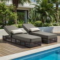 thumbnail image 1 of Opohoro Adjustable Outdoor Rattan Wicker Chaise Lounge Set of 2, Outdoor Reclining Chairs for Garden Pool Backyard Deck, Gray, 1 of 10