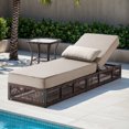 thumbnail image 1 of Opohoro Adjustable Outdoor Rattan Wicker Chaise Lounge for Patio, Poolside with Side Table and UV-Resistant 5" Thick Cushion - Gray, 1 of 12