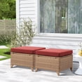 thumbnail image 1 of Opohoro Outdoor Patio Ottomans Set of 2 with Cushions, Rattan Footrest Footstool for Garden, Balcony, Poolside, 1 of 8