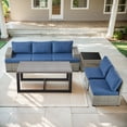 thumbnail image 1 of Opohoro Outdoor Sectional Furniture Set 7-Piece Gray Rattan Wicker Conversation Sofa Set with Side Table and Coffee Table, 1 of 16