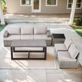 thumbnail image 1 of Opohoro Outdoor Sectional Furniture Set 7-Piece Gray Rattan Wicker Conversation Sofa Set with Side Table and Coffee Table, 1 of 16