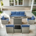 thumbnail image 1 of Opohoro Outdoor Sectional Furniture Set 9-Piece Gray Rattan Wicker Conversation Sofa Set with Swivel Chairs, Side Table and Fire Pit, 1 of 21
