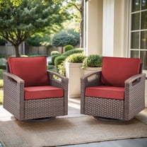 Opohoro Outdoor Wicker Swivel Rocking Glider Chairs Set of 2, with Cushions for Patio, Porch, or Garden