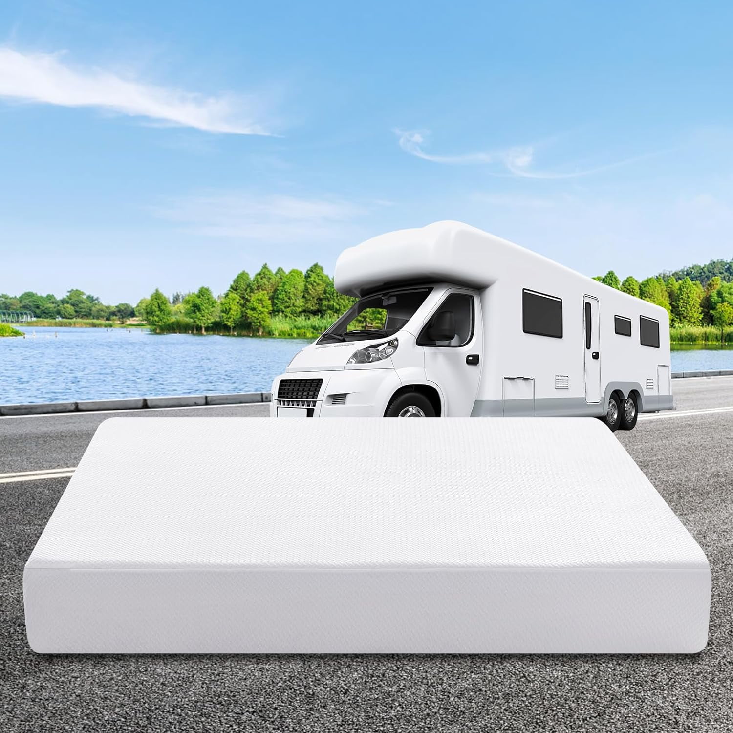 Opoiar 10 Inch RV Mattress Short King,Cooling Gel Memory Foam Mattress