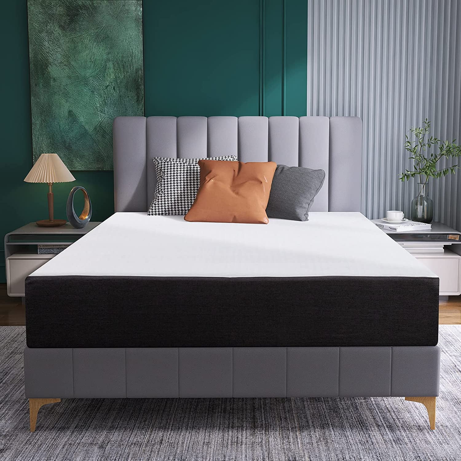 Opoiar King Memory Foam Mattress 10 Inch Green Tea Memory Foam Mattress