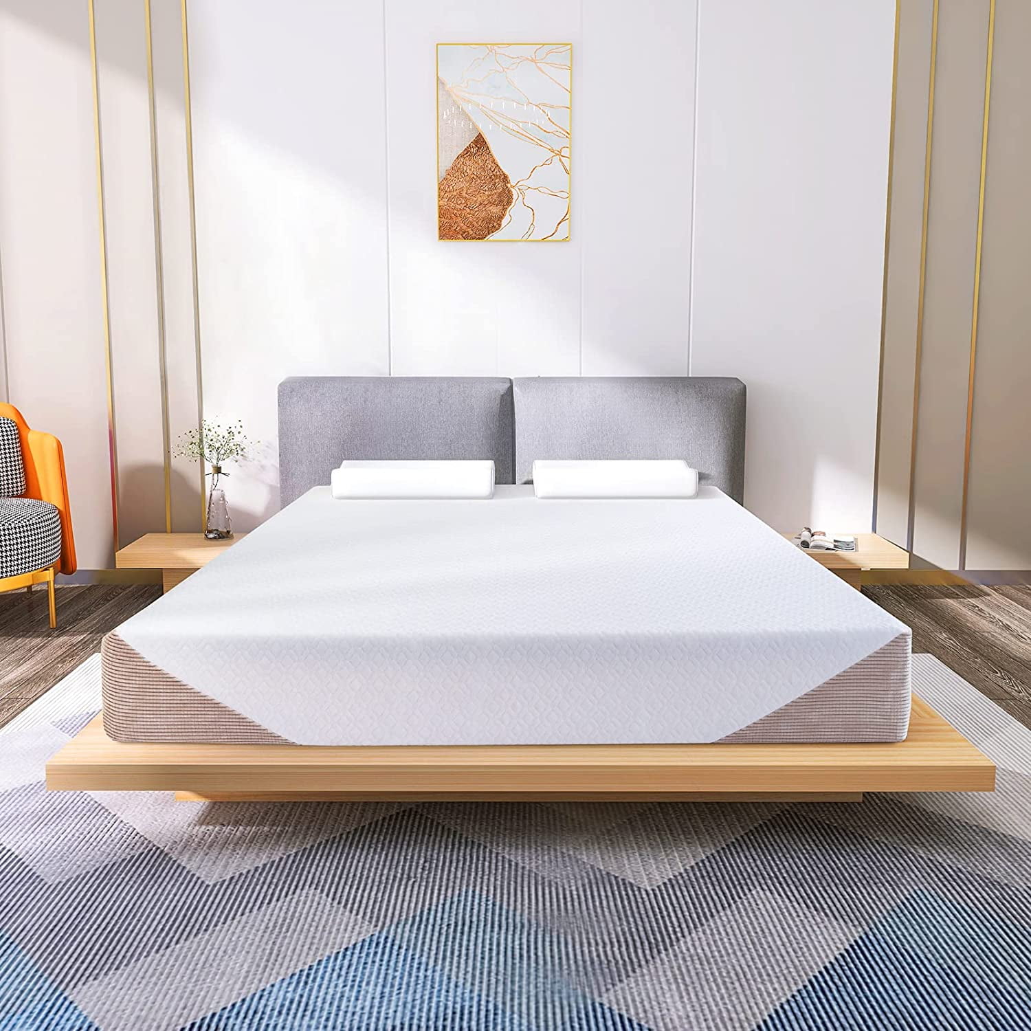 Opoiar King Memory Foam Mattress 10 Inch Green Tea Memory Foam Mattress