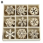 Opolski 1 Pack Of 72 Wood Christmas Tree Ornament Hanging Pendant Snowflake Star Bell Decor