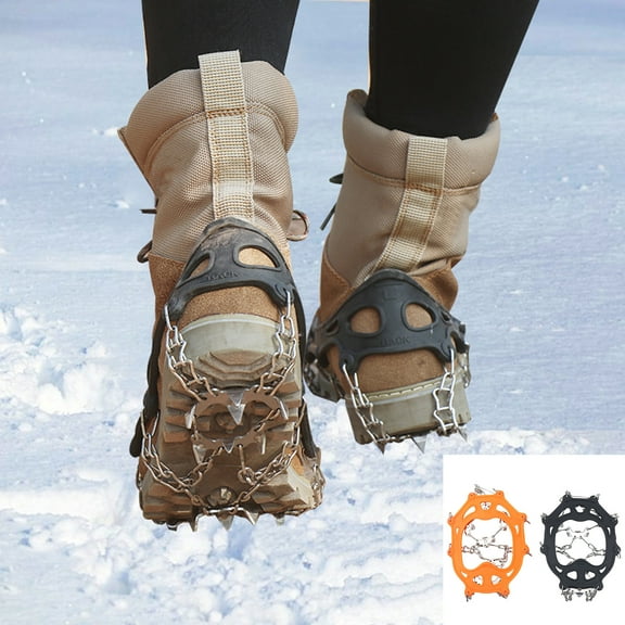 Opolski 1 Pair Anti Slip 19 Spike Ice Cleat Crampon Shoe Covers for Walking Climbing