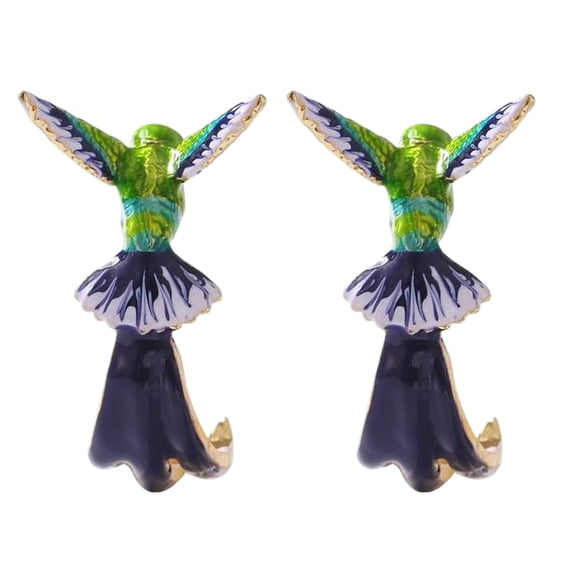 Opolski 1 Pair Earring Hummingbird Pattern Versatile Alloy Drop Dangle Earrings for Women