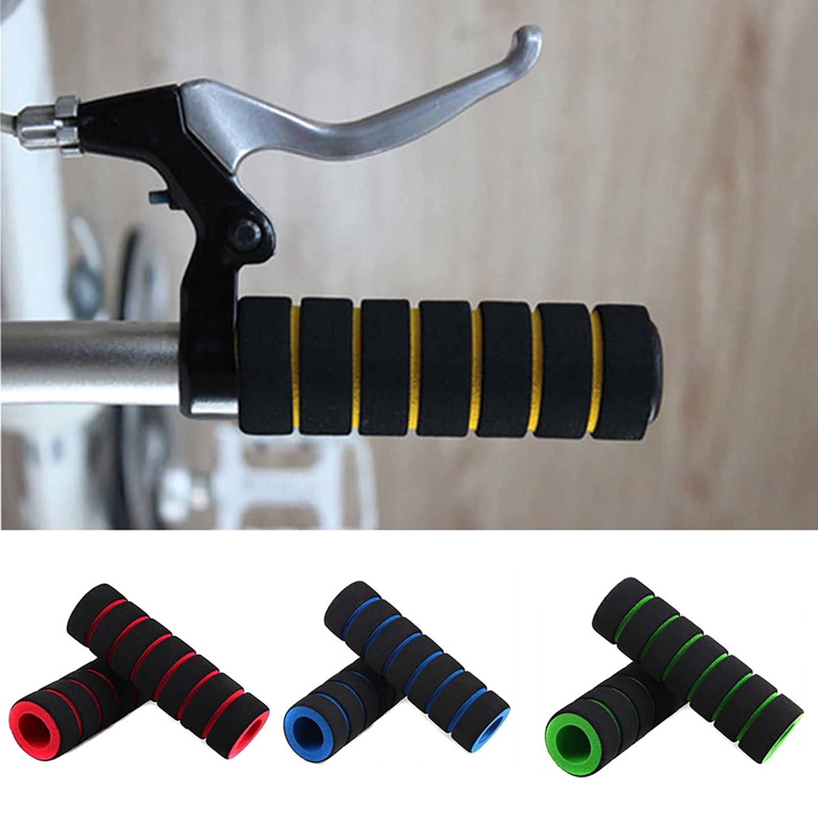 Bike Riding Image Handle Opolski 1 Pair MTB Bicycle Bike Non-Slip Soft Foam Handlebar Grip ...