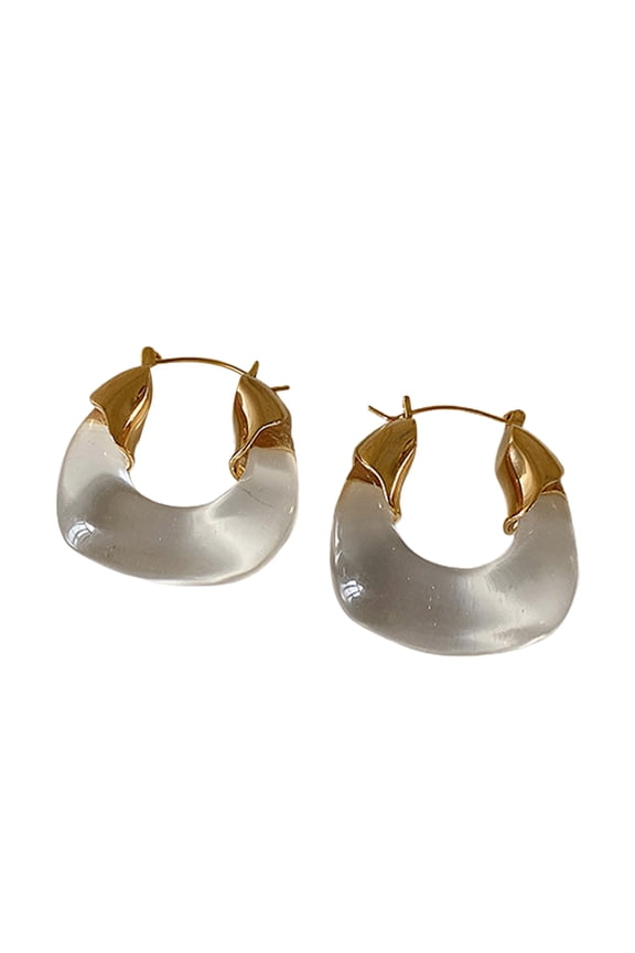 1 Pair Resin Earrings All-match Decorative Glossy Retro Stud Hook Hoop Earrings for Wedding
