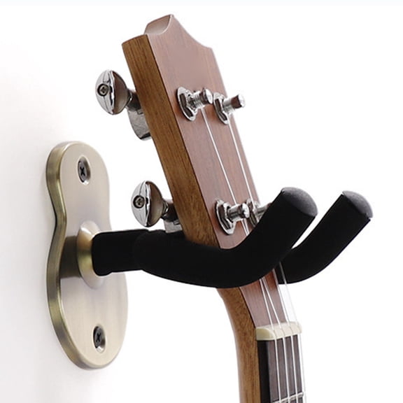 Opolski 1 Set Guitar Hanger Hook Holder Strong Load-bearing Easy Installation Musical Instrument Organizer Storage Hook for Studio Black