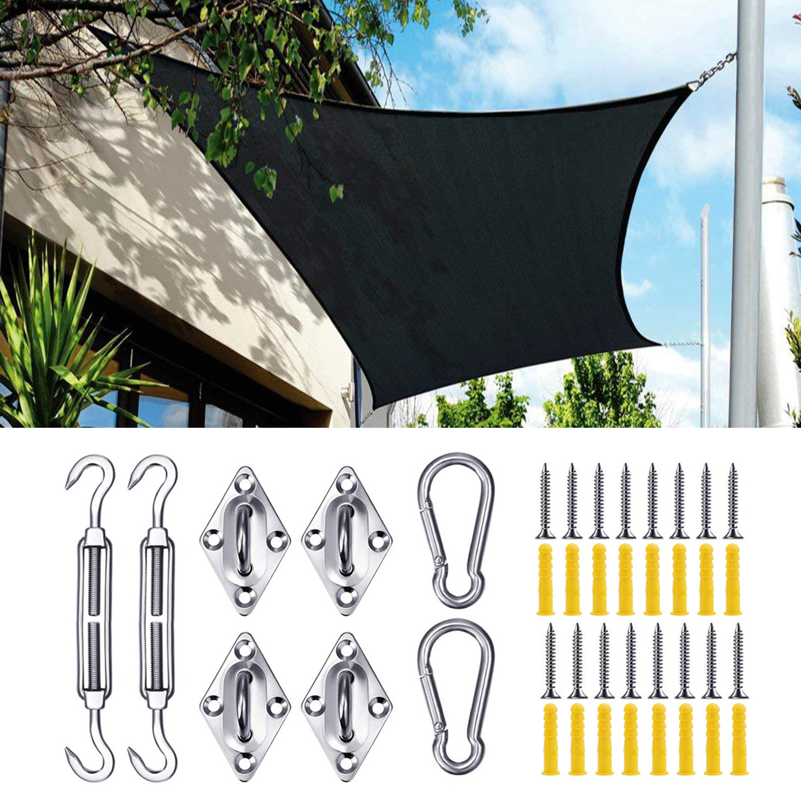 Opolski 1 Set Shade Sail Hardware with Turnbuckles Snap Hooks Rustproof