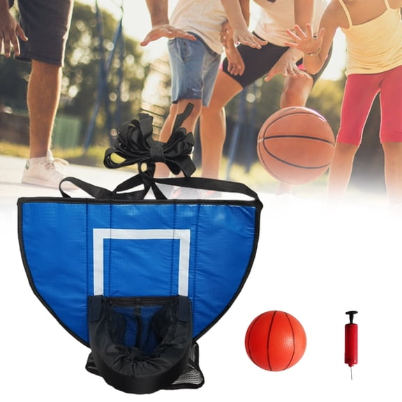 Opolski 1 Set Trampoline Basketball Hoop with Pump Mini Ball Waterproof Soft rampoline Basketball Hoop Toy Kit