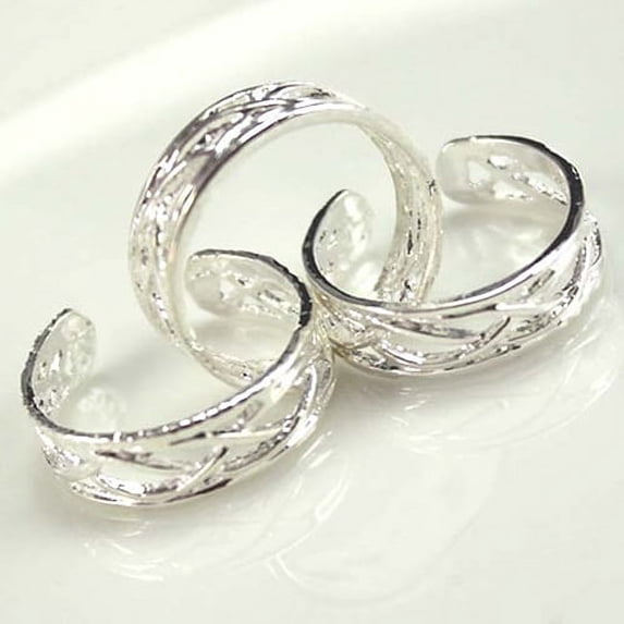Opolski 10 Pcs Adjustable Silver Plated Open Jewelry Toe Rings for Women Party Gift