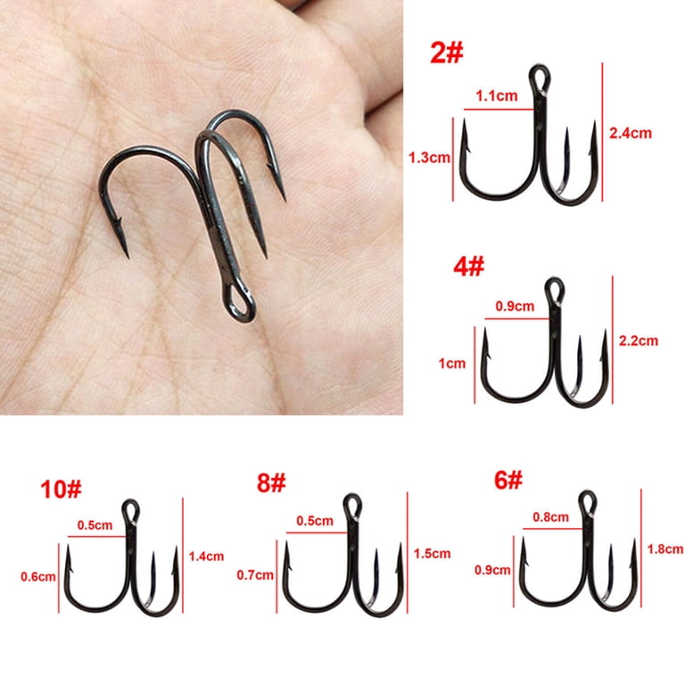 Opolski 100Pcs Size 2/4/6/8/10 Sharpened Strong Fishing Treble Hook Fish Tackle Tool - Walmart.com Opolski 100Pcs Size 2/4/6/8/10 Sharpened Strong Fishing Treble Hook Fish Tackle Tool - Walmart.com