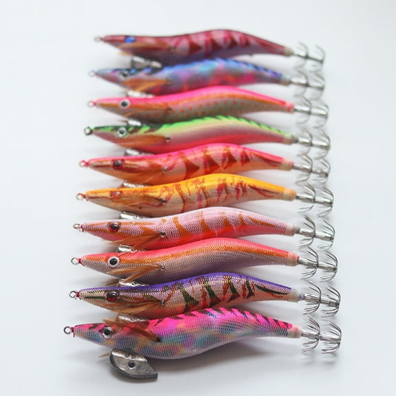 Opolski 10Pcs Fishing Lires Luminous Saltwater Squid Jig Cuttlefish Fishing Lure Bait Tackle with Hook for Outdoor Fishing Supply