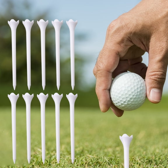 Opolski 10Pcs Golf Tees High Stability Low Friction Reusable Simple Installation Long Plastic Golf Tees Training Aid