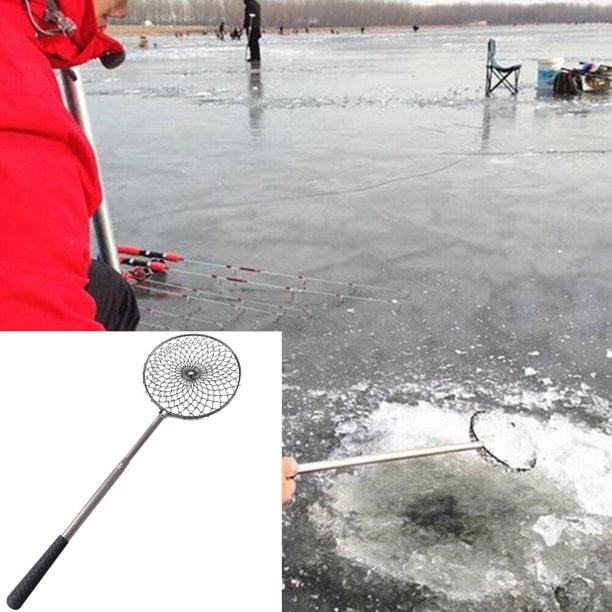 Opolski 11/13.5cm Fishing Ice Scoop Shavings Scooper Winter Ice Fishing  Tool Strainer Scoop Tackle Skimmer Stainless Steel Fishing Scoop 