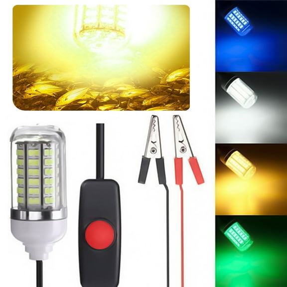 Opolski 12-24V LED Submersible Freshwater Saltwater Underwater Night Fishing Light Lamp