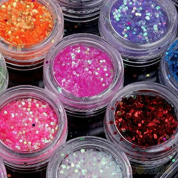 Opolski 12 Colors UV Gel Acrylic DIY Glitter Decoration Nail Art Sequins Powder Set