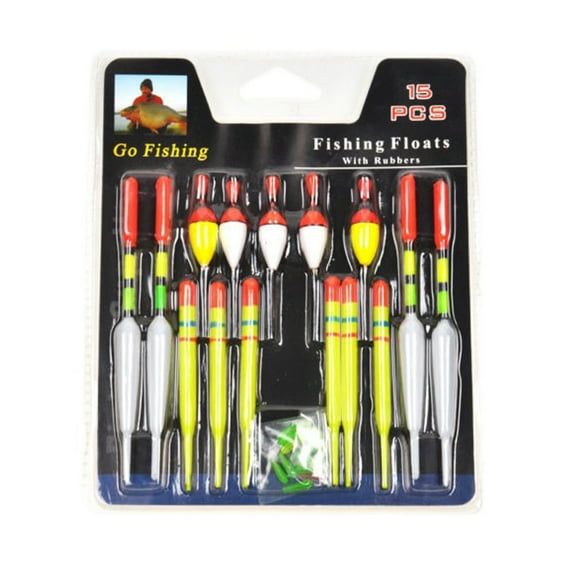 Opolski 15Pcs Vertical Professional Fishing Lure Floats Bobber Rods Slip Drift Tube Set