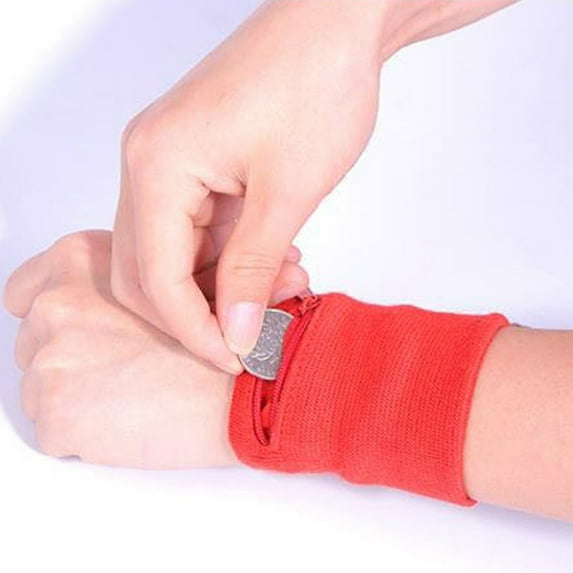 Opolski 1Pc Wallet Pouch Wrist Wrap Bandage Support Zipper Running Sports Wristband Sky Blue