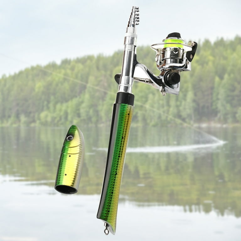 Opolski 1m Portable Mini Fish Shape Telescopic Fishing Rod Spinning Casting  Reel Kits